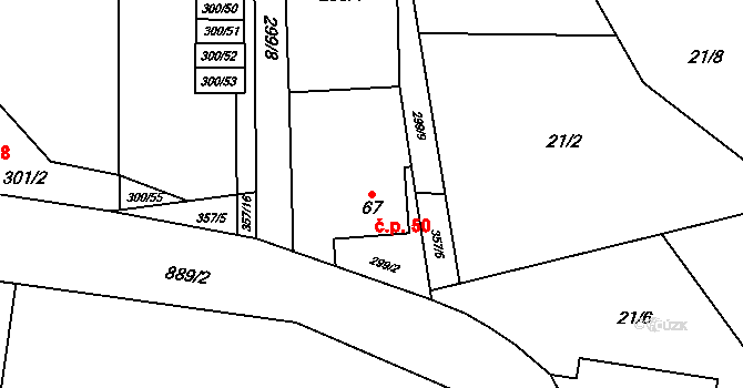 Lukavice 50 na parcele st. 67 v KÚ Lukavice na Moravě, Katastrální mapa