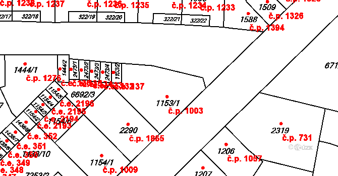 Žatec 1003 na parcele st. 1153/1 v KÚ Žatec, Katastrální mapa