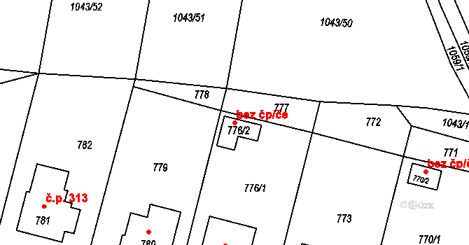 Divišov 94600902 na parcele st. 776/2 v KÚ Divišov u Benešova, Katastrální mapa