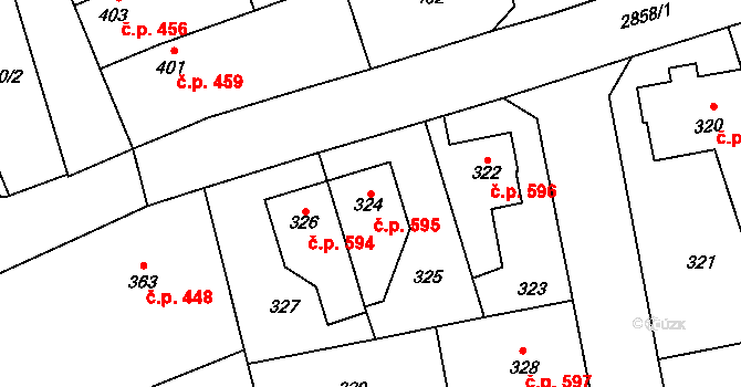 Dobruška 595 na parcele st. 324 v KÚ Dobruška, Katastrální mapa