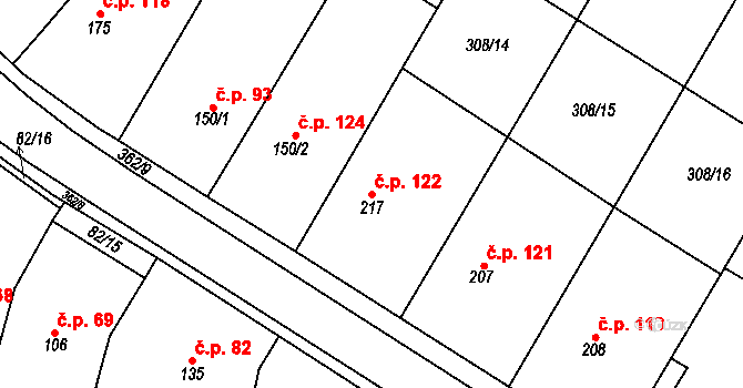 Mramotice 122, Znojmo na parcele st. 217 v KÚ Mramotice, Katastrální mapa