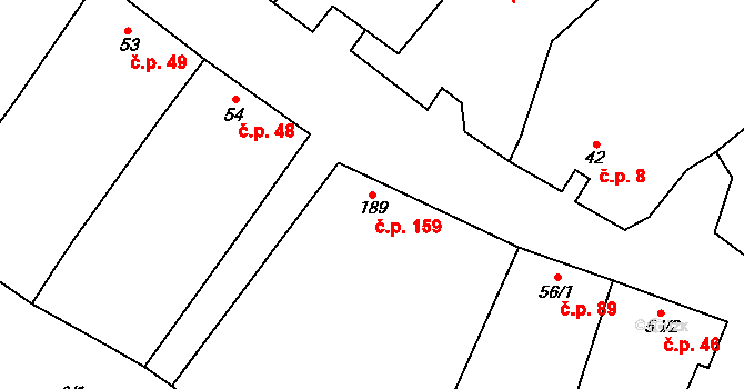 Skalice 159 na parcele st. 189 v KÚ Skalice u Znojma, Katastrální mapa
