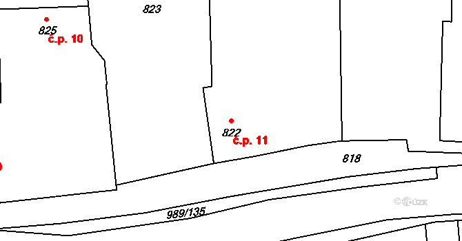 Opatovice 11, Hrdějovice na parcele st. 822 v KÚ Hrdějovice, Katastrální mapa