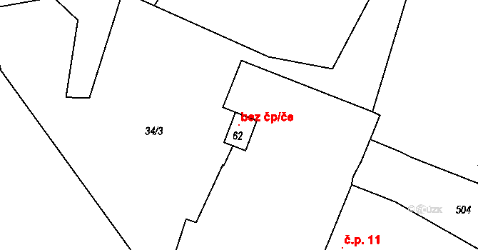 Pluhův Žďár 116842903 na parcele st. 62 v KÚ Samosoly, Katastrální mapa