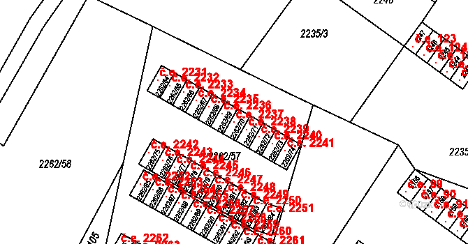 Jirkov 2237 na parcele st. 2262/70 v KÚ Jirkov, Katastrální mapa