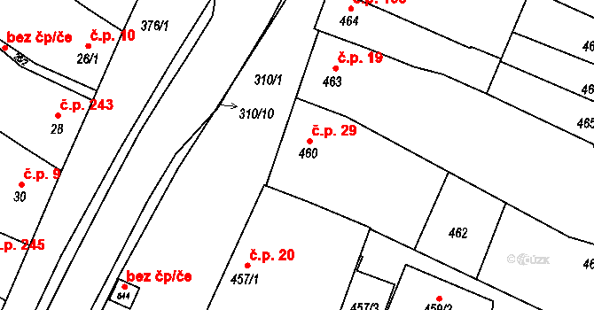 Kobylnice 29 na parcele st. 460 v KÚ Kobylnice u Brna, Katastrální mapa