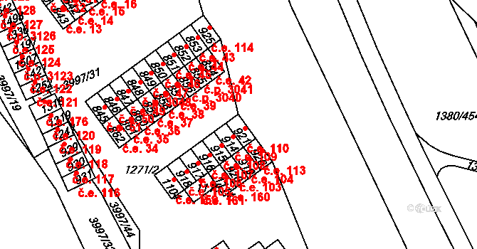 Pazderna 110, Vyškov na parcele st. 921 v KÚ Dědice u Vyškova, Katastrální mapa