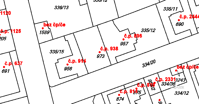 Brandýs nad Labem 938, Brandýs nad Labem-Stará Boleslav na parcele st. 973 v KÚ Brandýs nad Labem, Katastrální mapa