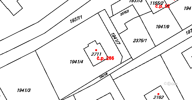 Ostravice 266 na parcele st. 2711 v KÚ Ostravice 1, Katastrální mapa
