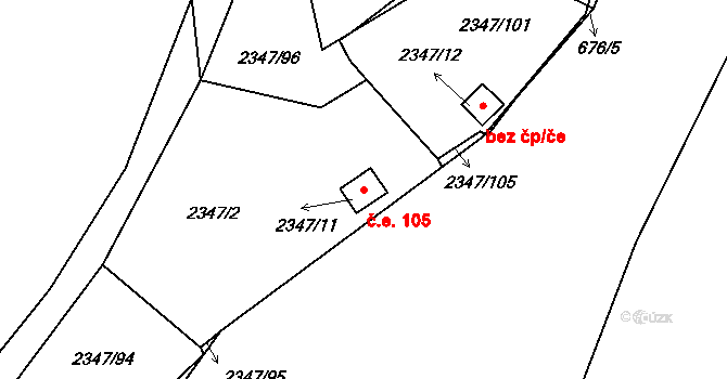 Předměstí 105, Moravská Třebová na parcele st. 2347/11 v KÚ Moravská Třebová, Katastrální mapa