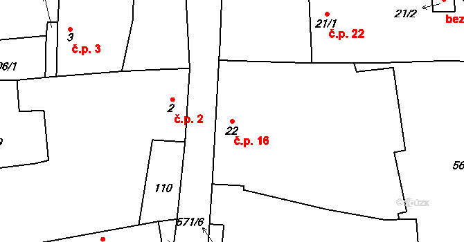 Senožaty 16, Bechyně na parcele st. 22 v KÚ Senožaty u Bechyně, Katastrální mapa