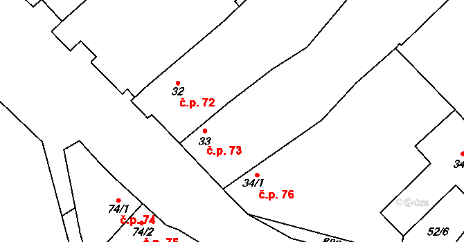 Hrotovice 73 na parcele st. 33 v KÚ Hrotovice, Katastrální mapa