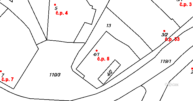Levín 5, Olešnice na parcele st. 4/1 v KÚ Levín nad Cidlinou, Katastrální mapa