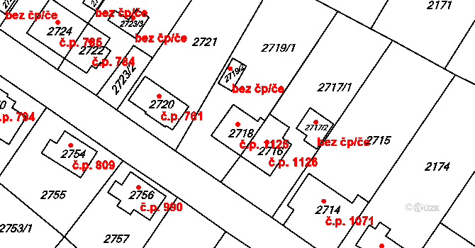 Sokolov 1125 na parcele st. 2718 v KÚ Sokolov, Katastrální mapa