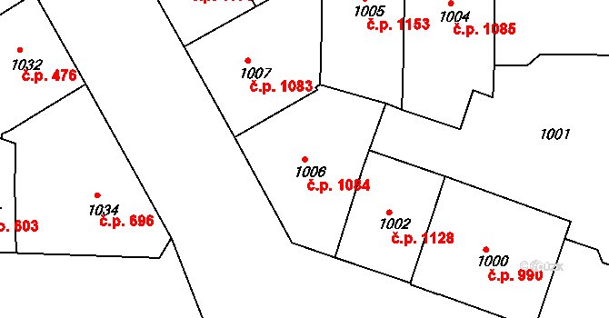 Žižkov 1084, Praha na parcele st. 1006 v KÚ Žižkov, Katastrální mapa