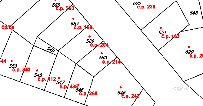 Nusle 214, Praha na parcele st. 589 v KÚ Nusle, Katastrální mapa