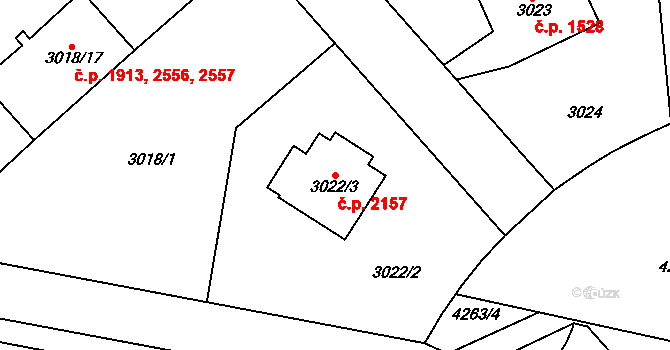 Dejvice 2157, Praha na parcele st. 3022/3 v KÚ Dejvice, Katastrální mapa