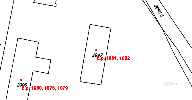 České Budějovice 3 1081,1082, České Budějovice na parcele st. 2997 v KÚ České Budějovice 3, Katastrální mapa