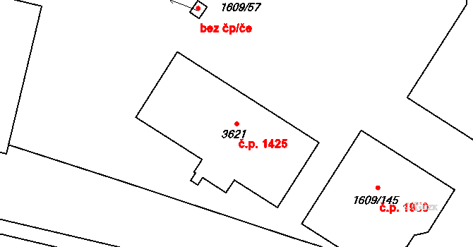 Bolevec 1425, Plzeň na parcele st. 3621 v KÚ Bolevec, Katastrální mapa