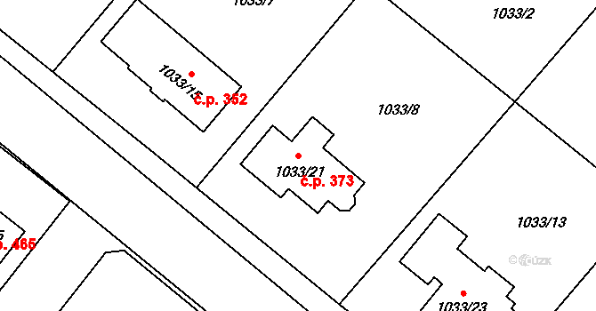 Křelov 373, Křelov-Břuchotín na parcele st. 1033/21 v KÚ Křelov, Katastrální mapa