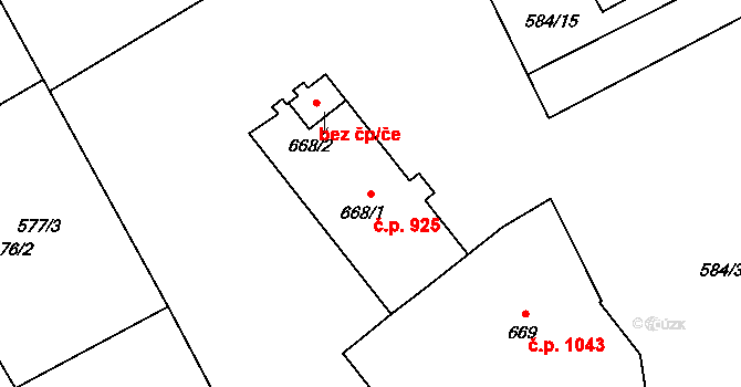 Kopřivnice 925 na parcele st. 668/1 v KÚ Kopřivnice, Katastrální mapa