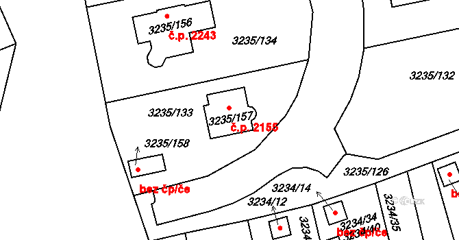 Tachov 2155 na parcele st. 3235/157 v KÚ Tachov, Katastrální mapa