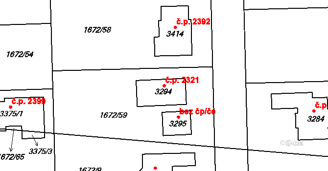 Brandýs nad Labem 2321, Brandýs nad Labem-Stará Boleslav na parcele st. 3294 v KÚ Brandýs nad Labem, Katastrální mapa