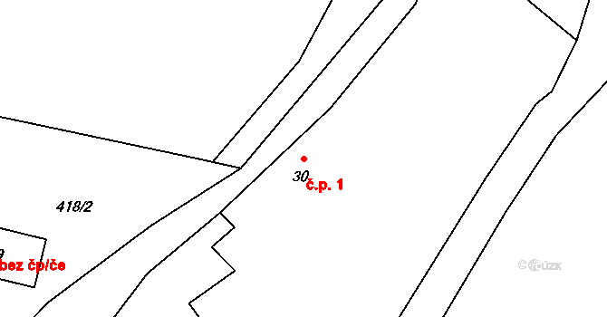 Lažany 1, Mezno na parcele st. 30 v KÚ Lažany u Mezna, Katastrální mapa