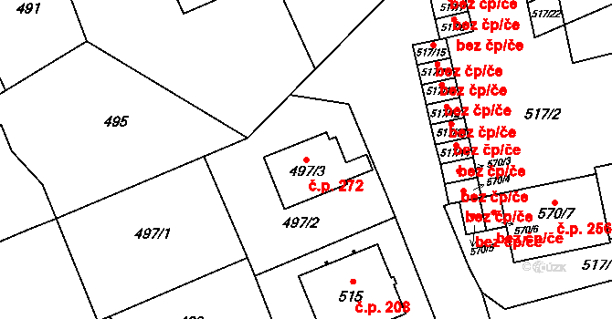 Žďár nad Sázavou 2 272, Žďár nad Sázavou na parcele st. 497/3 v KÚ Zámek Žďár, Katastrální mapa