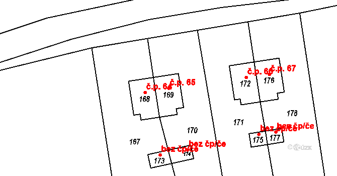 Milhostov 65 na parcele st. 169 v KÚ Milhostov, Katastrální mapa
