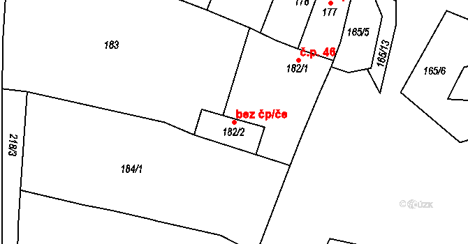 Lišnice 38023903 na parcele st. 182/2 v KÚ Lišnice, Katastrální mapa