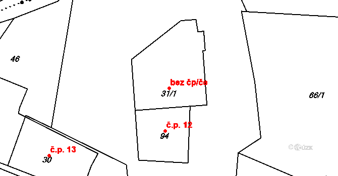 Mladeč 40875903 na parcele st. 31/1 v KÚ Sobáčov, Katastrální mapa