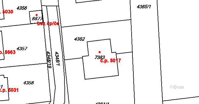 Zlín 5017 na parcele st. 7383 v KÚ Zlín, Katastrální mapa