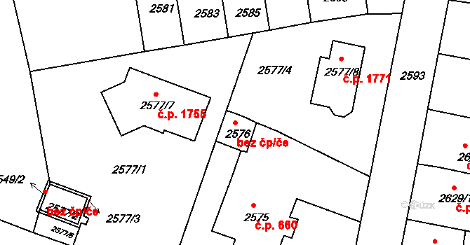 Jirkov 42929903 na parcele st. 2576 v KÚ Jirkov, Katastrální mapa
