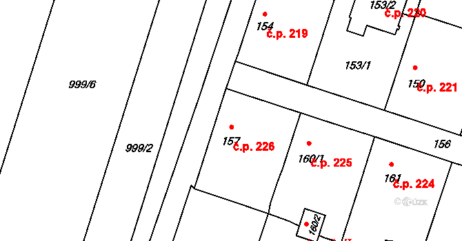 Oldřišov 226 na parcele st. 157 v KÚ Oldřišov, Katastrální mapa