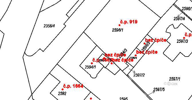 Teplice 45151903 na parcele st. 2594/2 v KÚ Teplice, Katastrální mapa