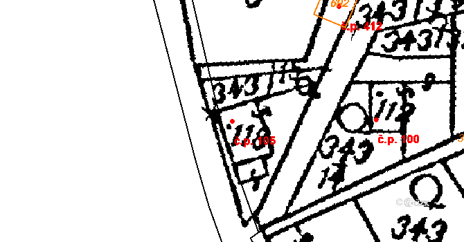Nasavrky 105 na parcele st. 118 v KÚ Nasavrky, Katastrální mapa