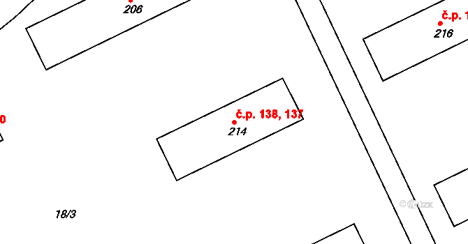 Prachovice 137,138 na parcele st. 214 v KÚ Prachovice, Katastrální mapa