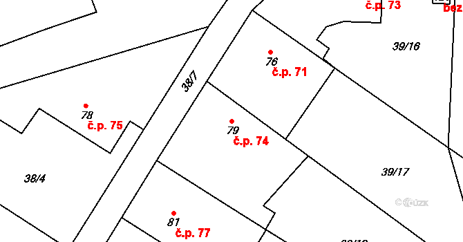 Chacholice 74, Chrast na parcele st. 79 v KÚ Chacholice, Katastrální mapa