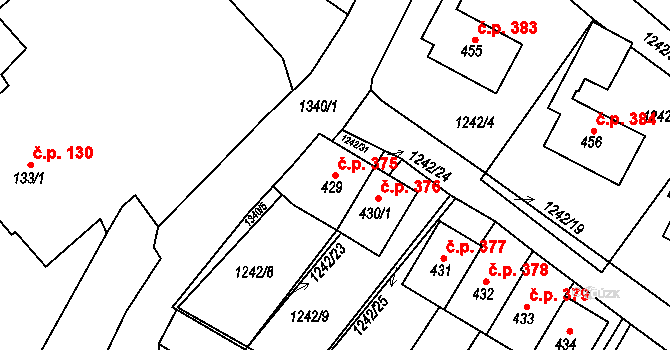 Brandýs nad Orlicí 375 na parcele st. 429 v KÚ Brandýs nad Orlicí, Katastrální mapa