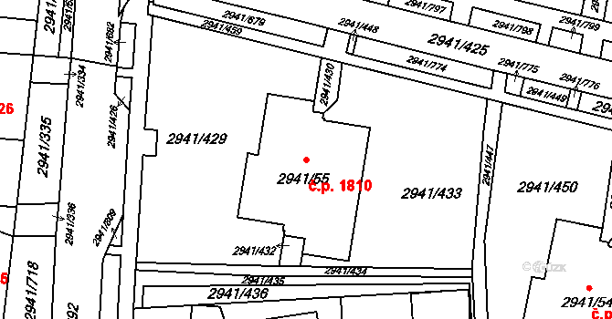 Český Těšín 1810 na parcele st. 2941/55 v KÚ Český Těšín, Katastrální mapa