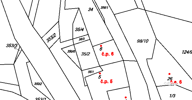 Drchkov 6, Dřínov na parcele st. 6 v KÚ Drchkov, Katastrální mapa