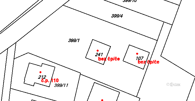 Hudčice 81943903 na parcele st. 241 v KÚ Hudčice, Katastrální mapa