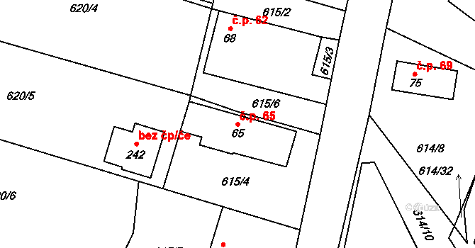 Krasoňov 65, Humpolec na parcele st. 65 v KÚ Krasoňov, Katastrální mapa
