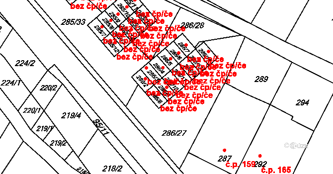 Bystřice pod Hostýnem 94035903 na parcele st. 286/9 v KÚ Rychlov u Bystřice pod Hostýnem, Katastrální mapa