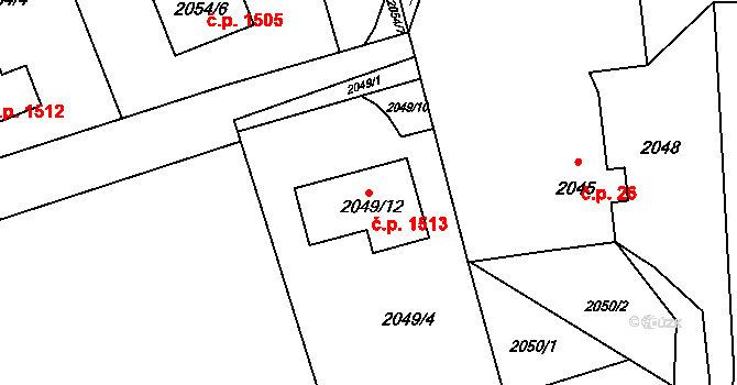 Lutyně 1513, Orlová na parcele st. 2049/12 v KÚ Horní Lutyně, Katastrální mapa