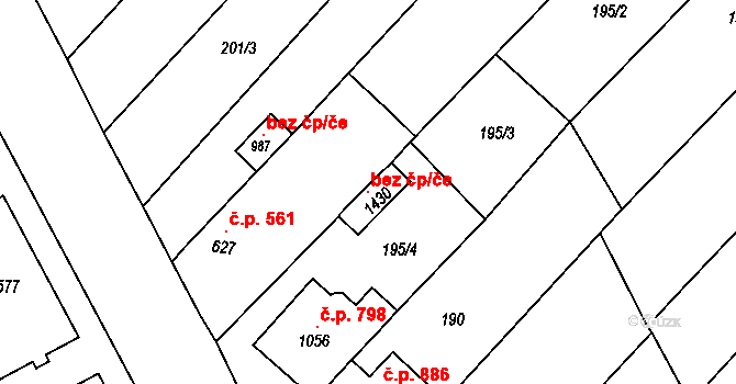 Tlumačov 96396903 na parcele st. 1430 v KÚ Tlumačov na Moravě, Katastrální mapa