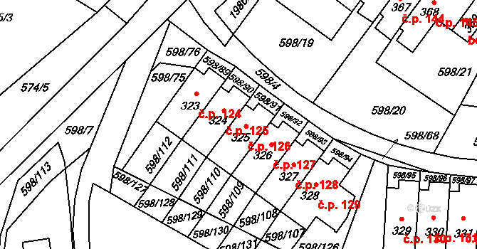 Skuhrov nad Bělou 126 na parcele st. 325 v KÚ Skuhrov nad Bělou, Katastrální mapa