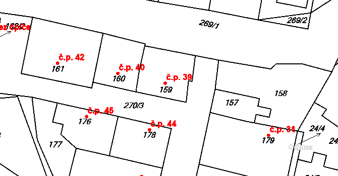 Honice 39, Stochov na parcele st. 159 v KÚ Honice, Katastrální mapa