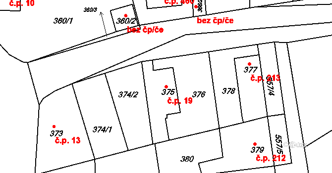 Sedlec 19, Kutná Hora na parcele st. 375 v KÚ Sedlec u Kutné Hory, Katastrální mapa